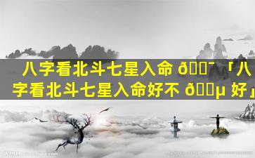 八字看北斗七星入命 🐯 「八字看北斗七星入命好不 🌵 好」